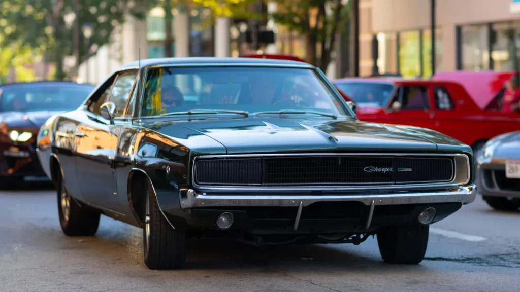 Black vintage Dodge Charger on the road robertogalan