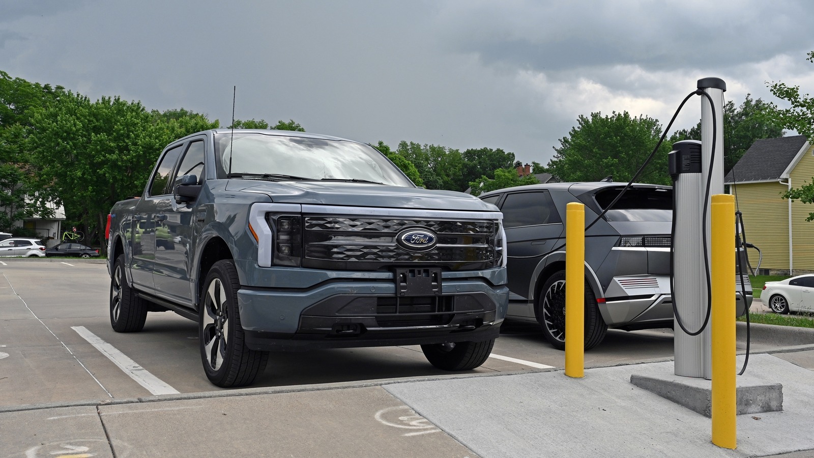 Ford-F 150 lightning EV pickup truck is charging