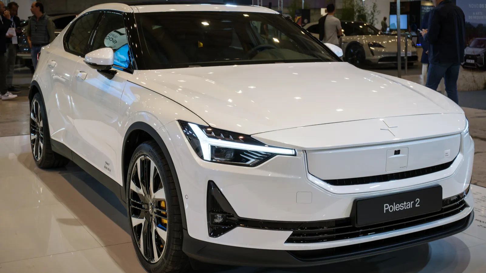 White Polestar 2 EV on display