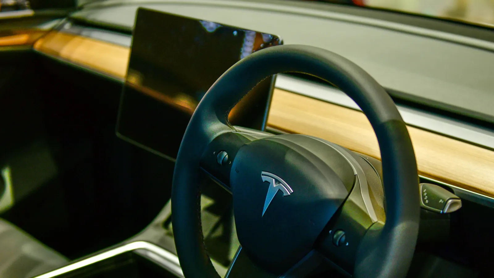 Inside of electric car Tesla