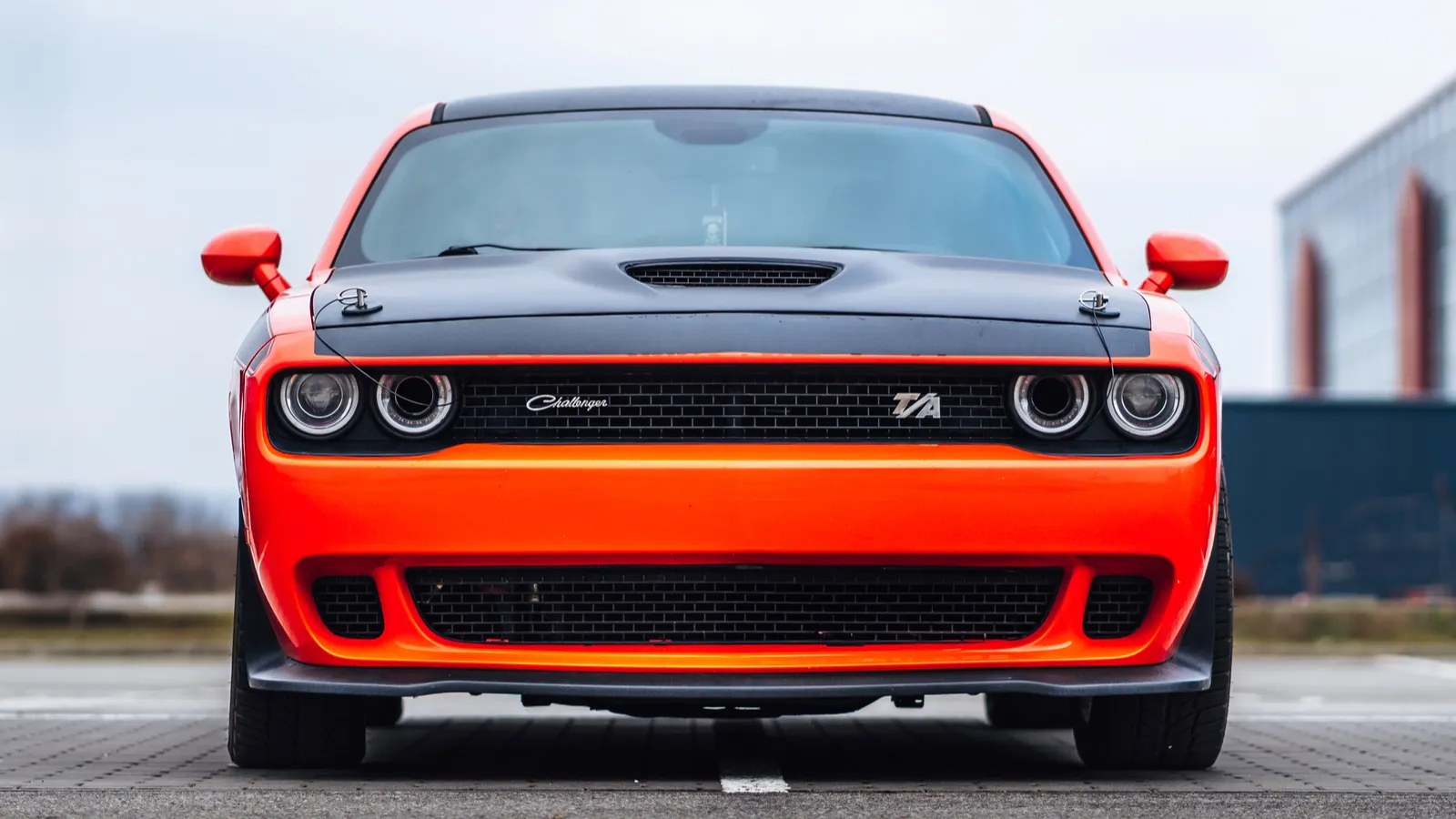 A red Dodge hellcat