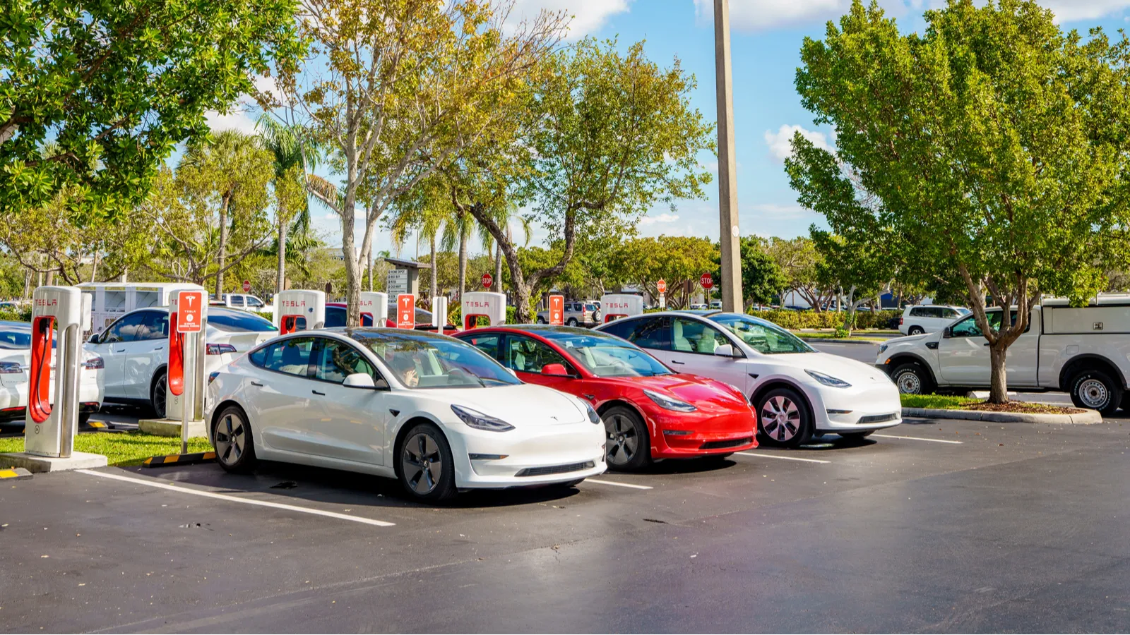 Tesla car supercharger display
