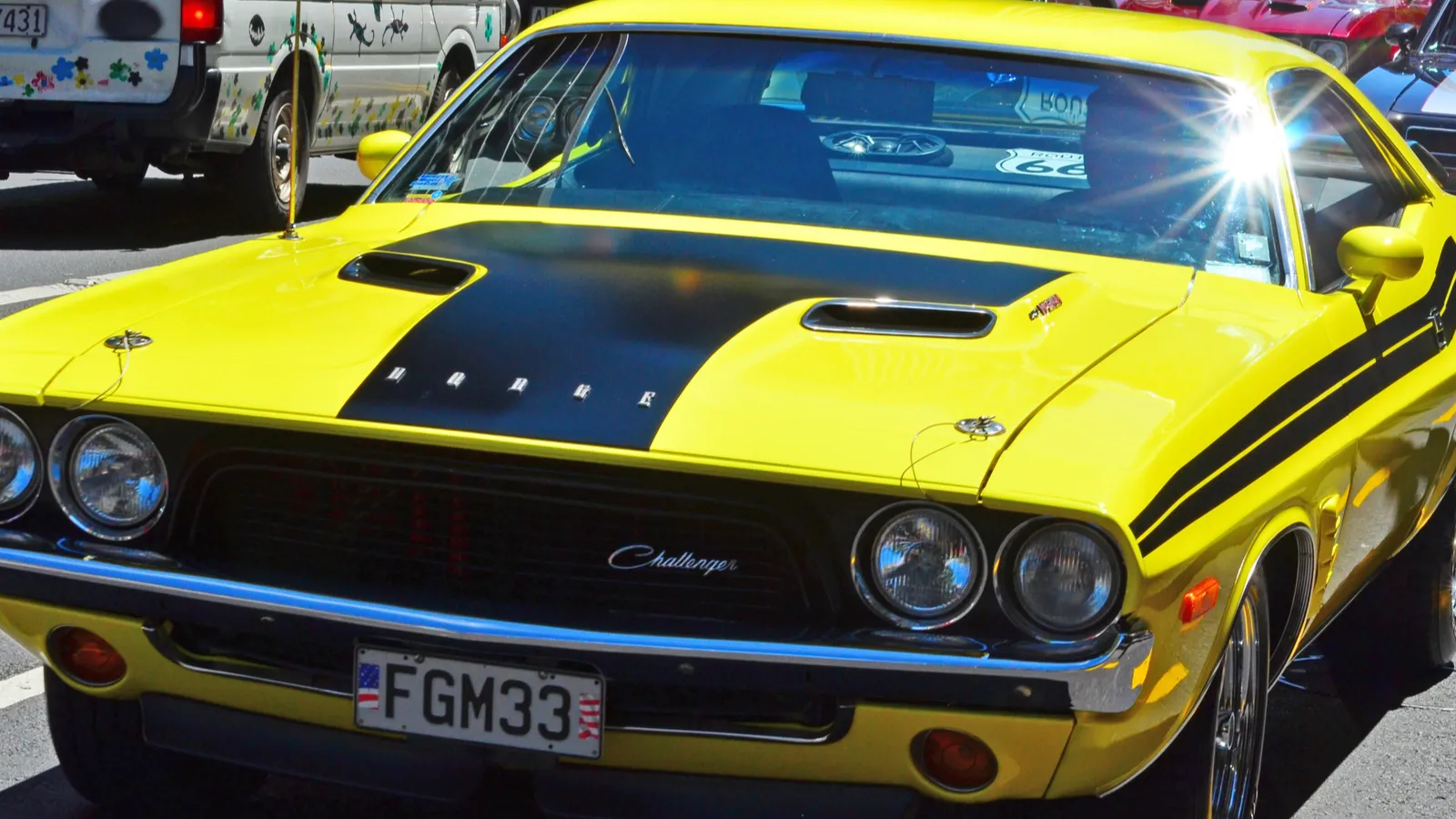 Dodge Challenger in a public us muscle cars V8 car  