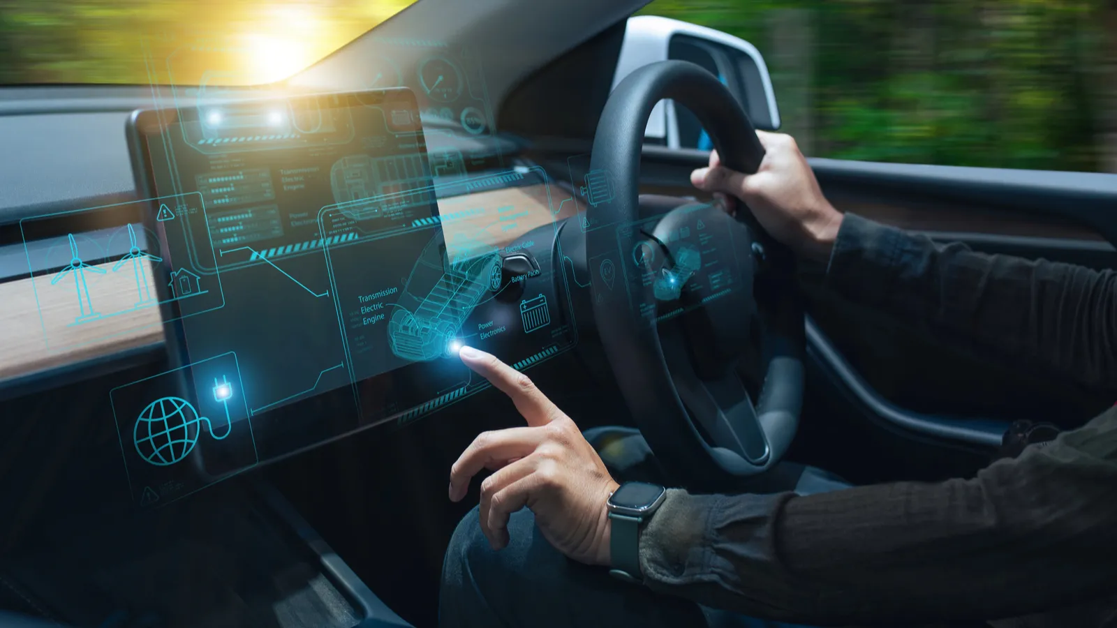 Car touchscreen showing options