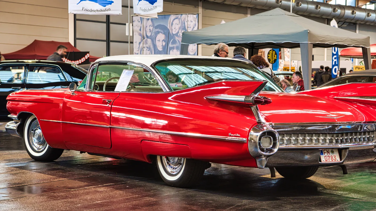 White red Cadillac coupe de Ville