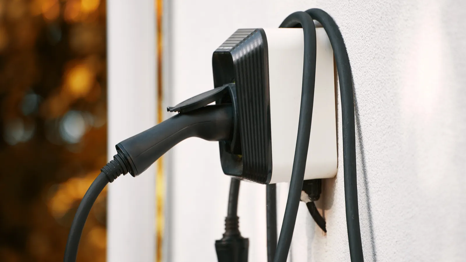 EV charger attached to a wall