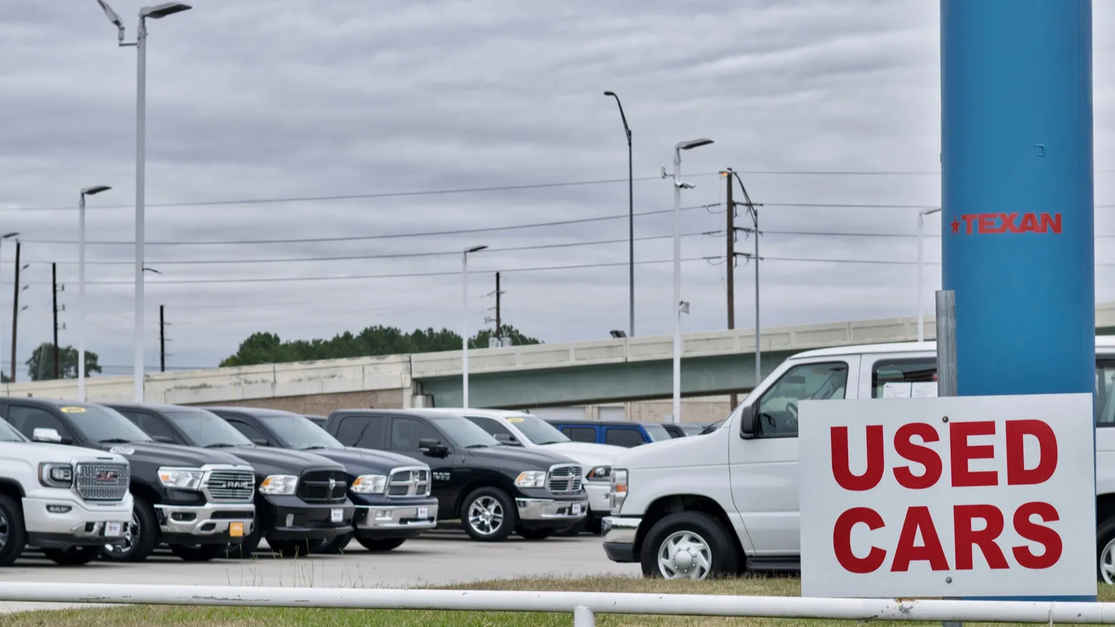 Used car sign and lot transportation