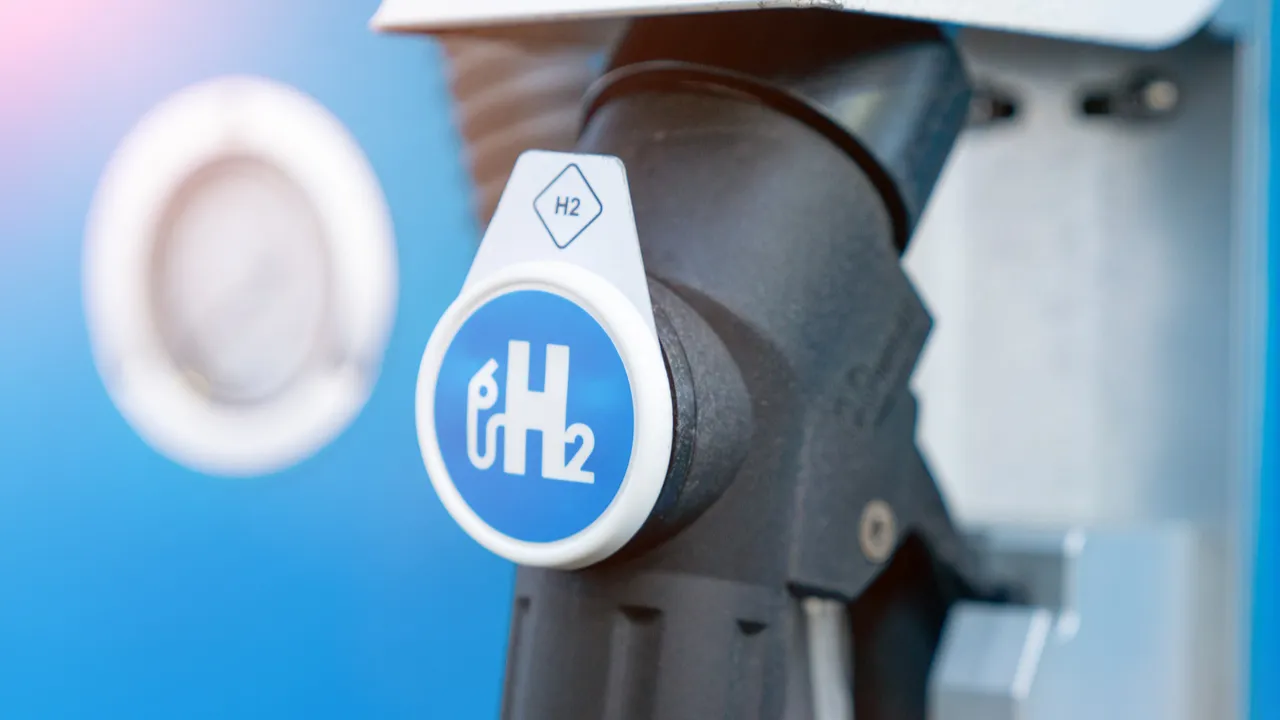 Hydrogen logo on gas station h2 combustion engine for emission