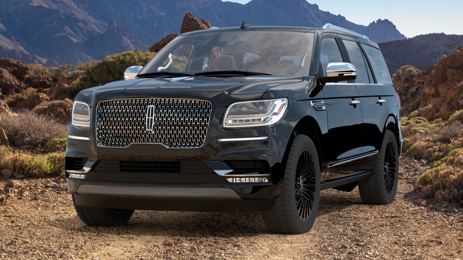 Lincoln Navigator on a desert road