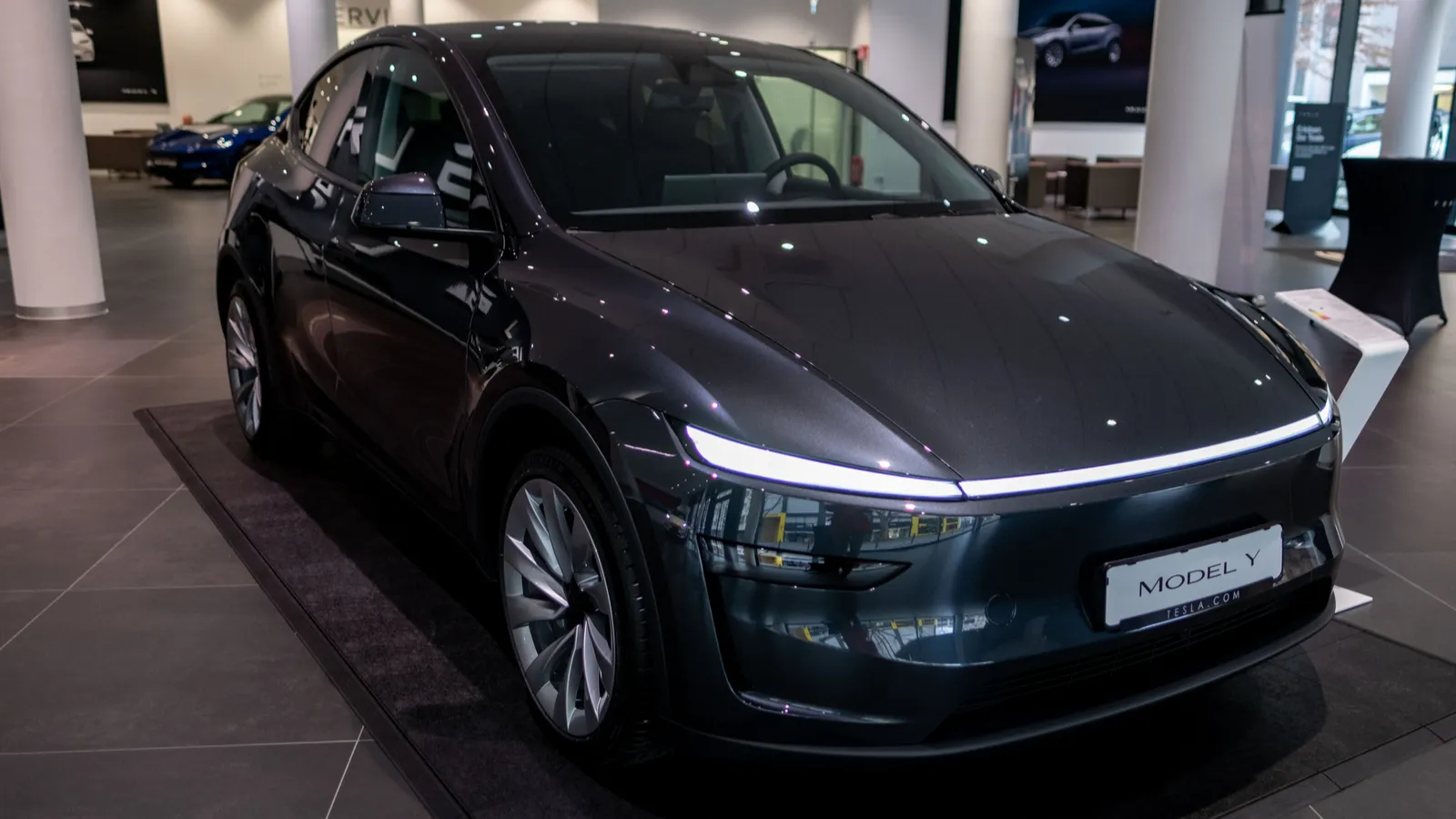 New Tesla car Model Y juniper 2025 in studio black