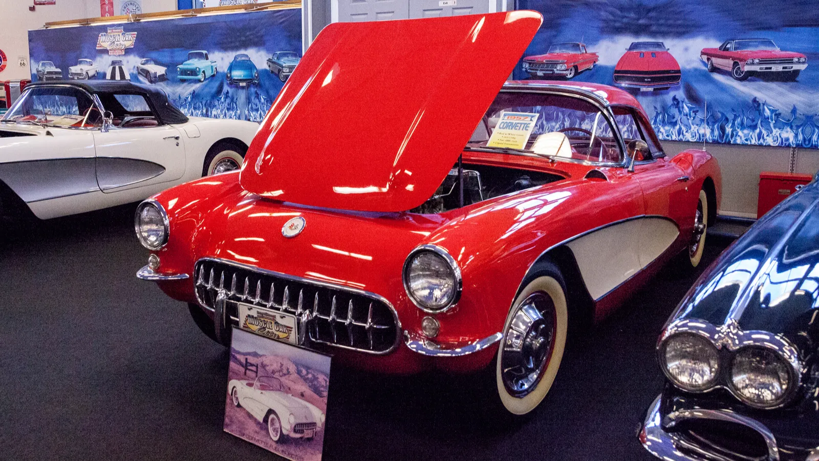 Red 1957 Chevrolet Corvette original displayed at the muscle car 