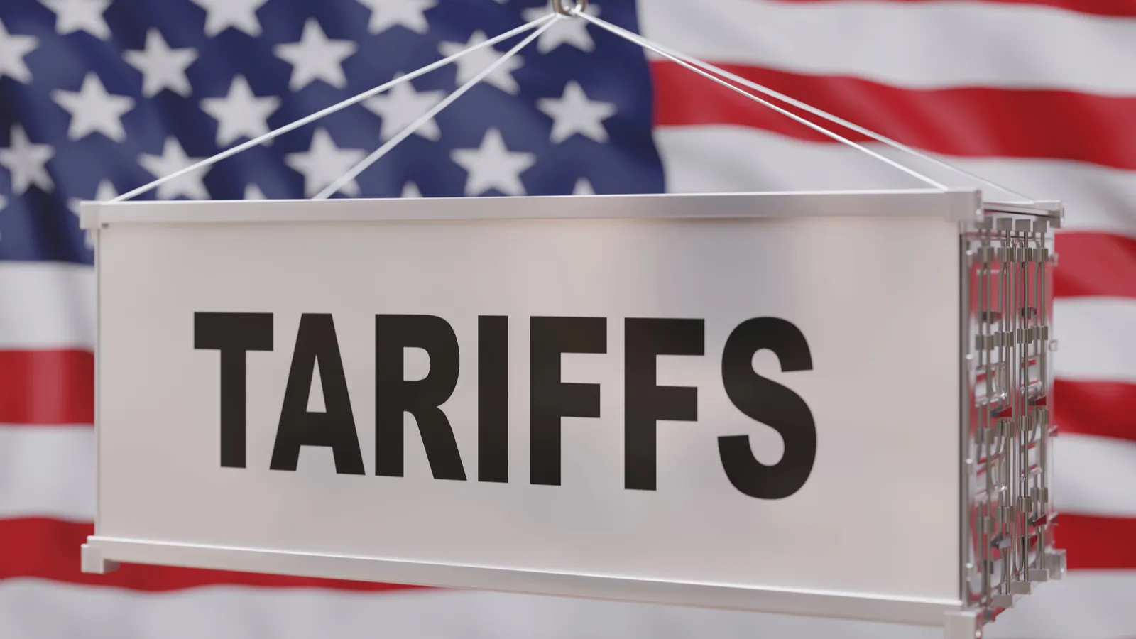 US tariffs written on a container  