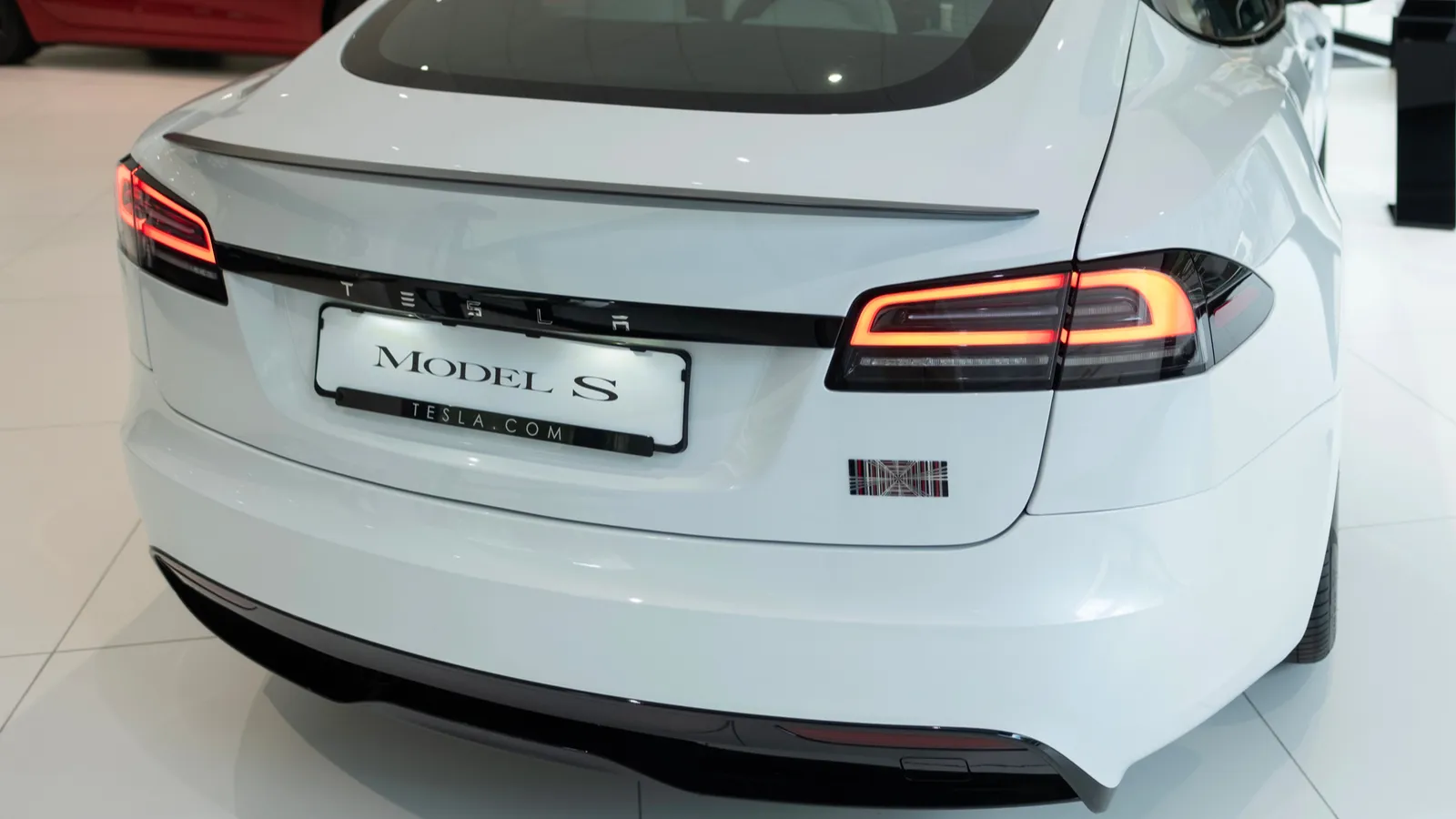 White model S displayed  