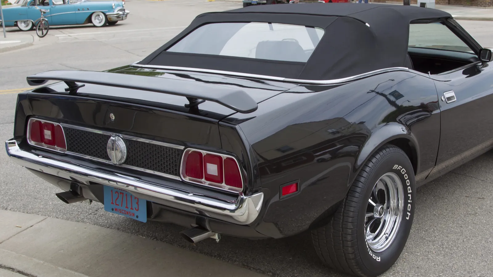 1973 ford mustang black convertible car