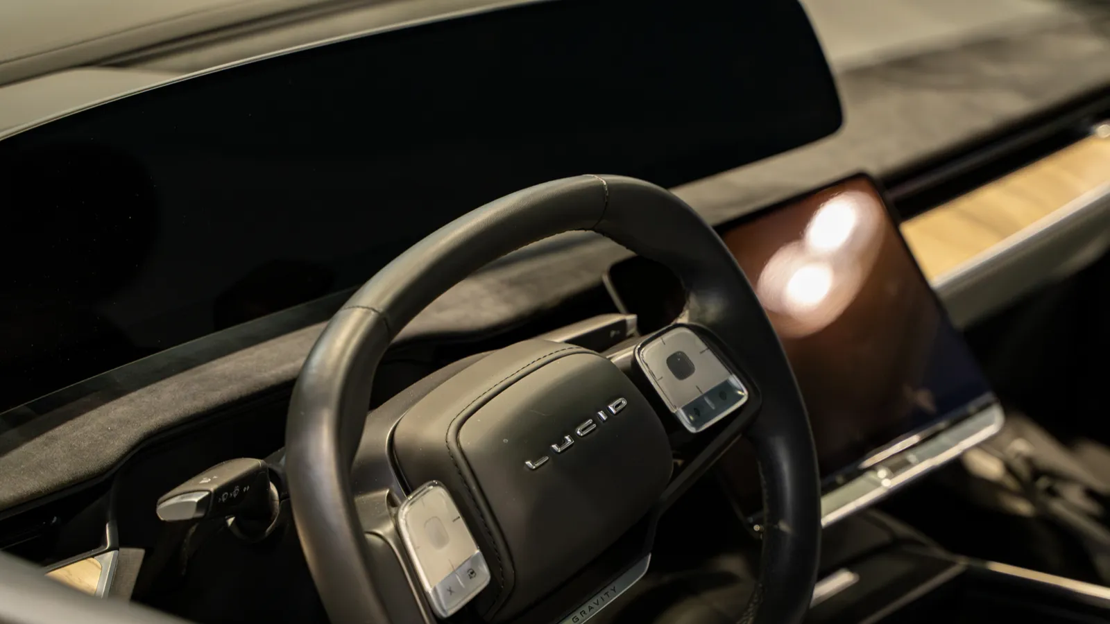 2025 Lucid Gravity steering wheel and cockpit