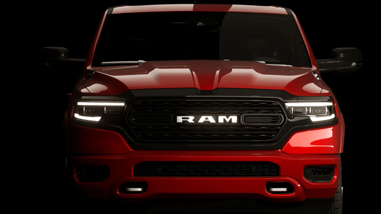 Dodge RAM 1500 truck on the dark