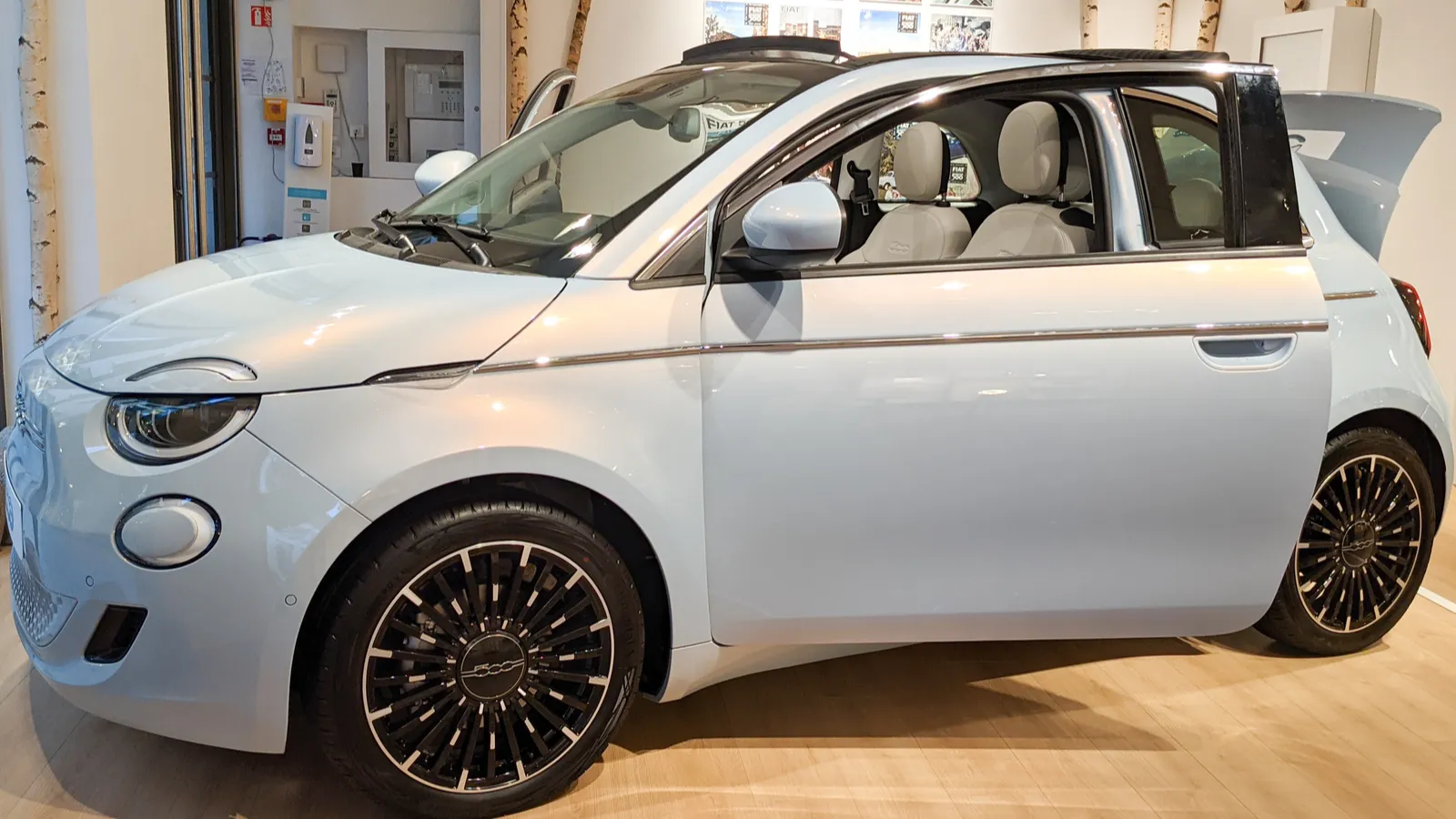 Fiat 500e at display