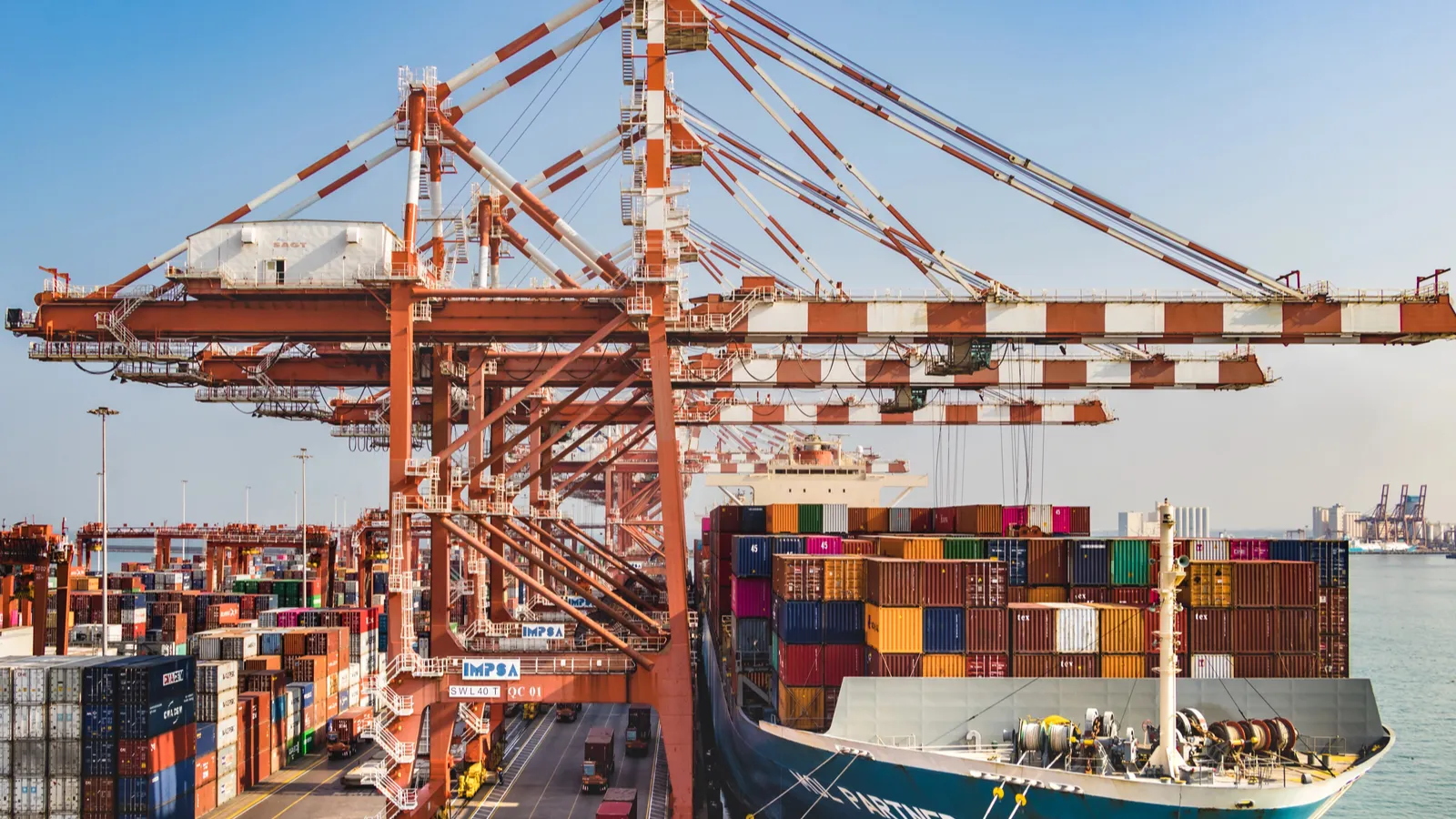 Panoramic view of a sea port. Import  