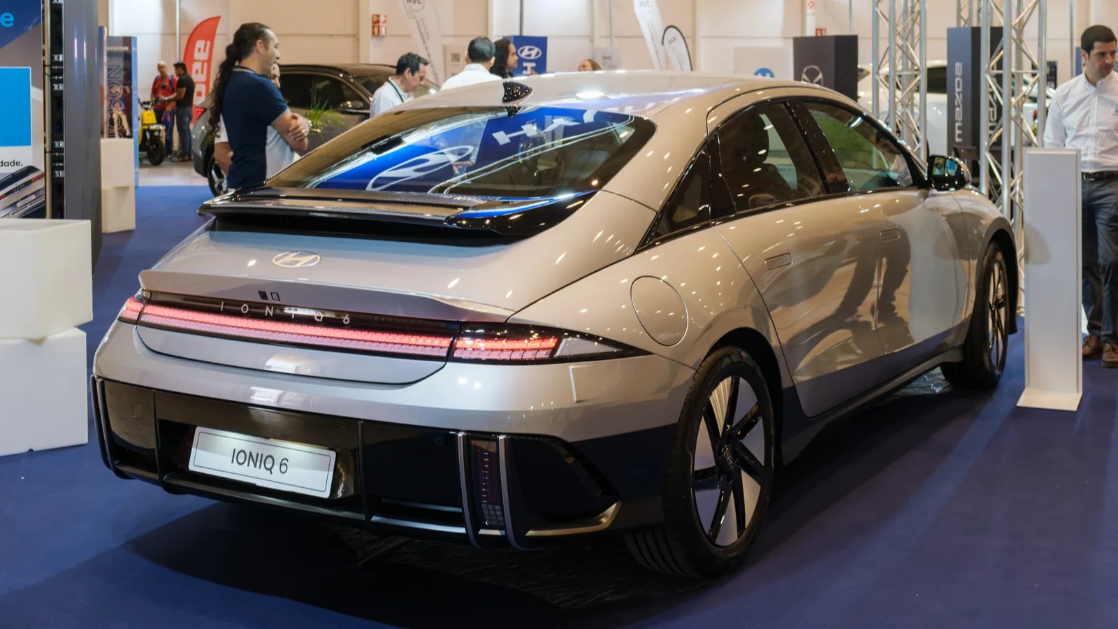Rear shot of electric supercar Hyundai Ioniq 6  