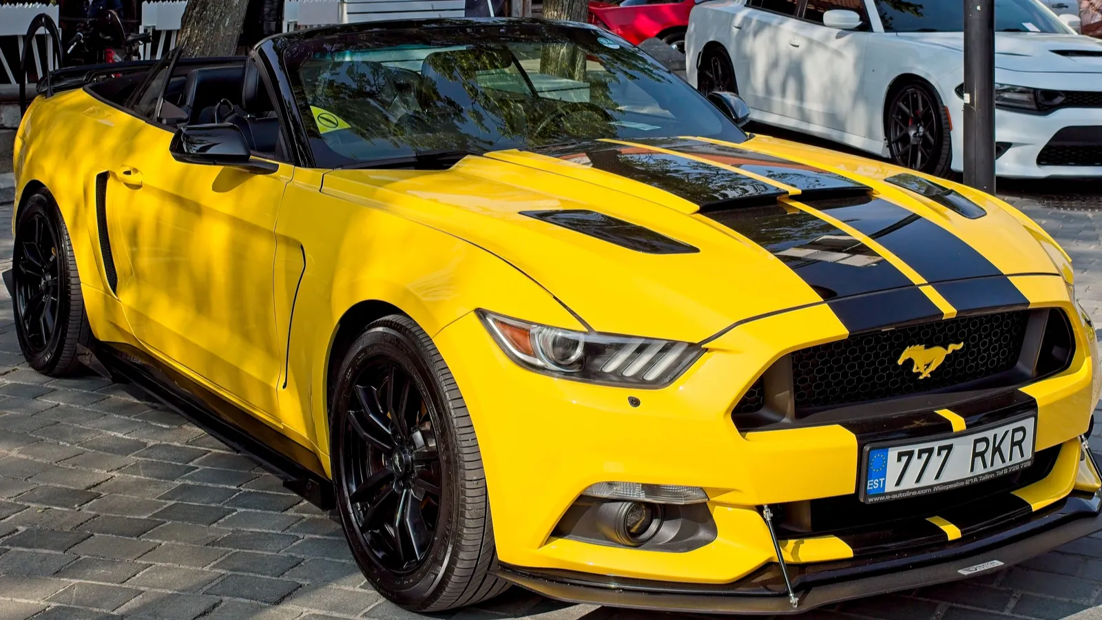 Shot of Ford Mustang GT convertible.