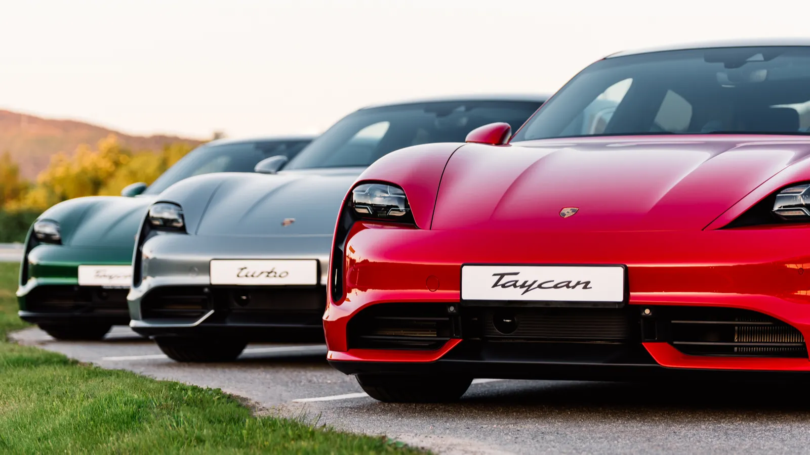 Three luxury Porsche Taycan